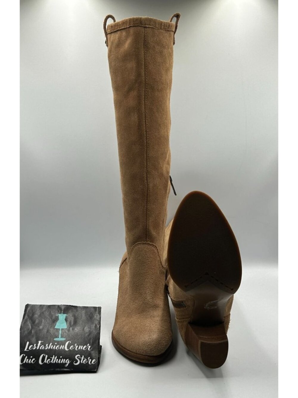 UGG Women's Tan Suede Leather Ava Tall Water Resistant Heeled Boot Size 7 3323 - Picture 6 of 16